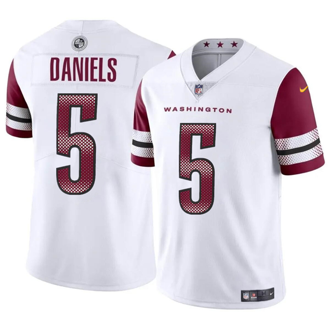 Men's Washington Commanders #5 Jayden Daniels White 2024 Draft Vapor Limited Stitched Football Jersey